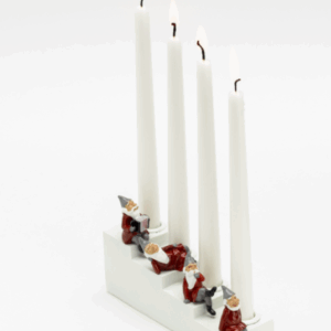 Trappe med fire nisser, rød, 21x6x12 cm Havesttime
